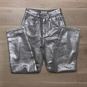 NWOT Free People Silver Kate High Rise Tapered Jeans